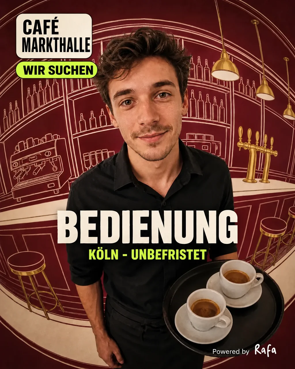 Anzeige Café Markthalle: Bedienung, Köln, unbefristet